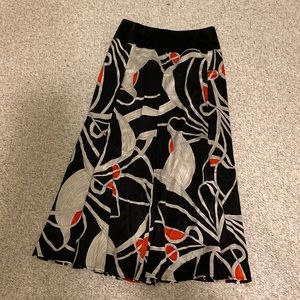 Harari Black and Red Silk Long Skirt XS